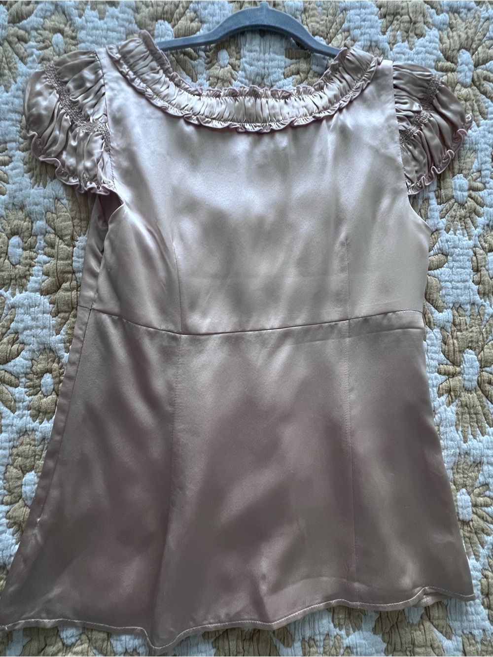 Light Pink Ruffled Satin Blouse - Picture 3 of 4